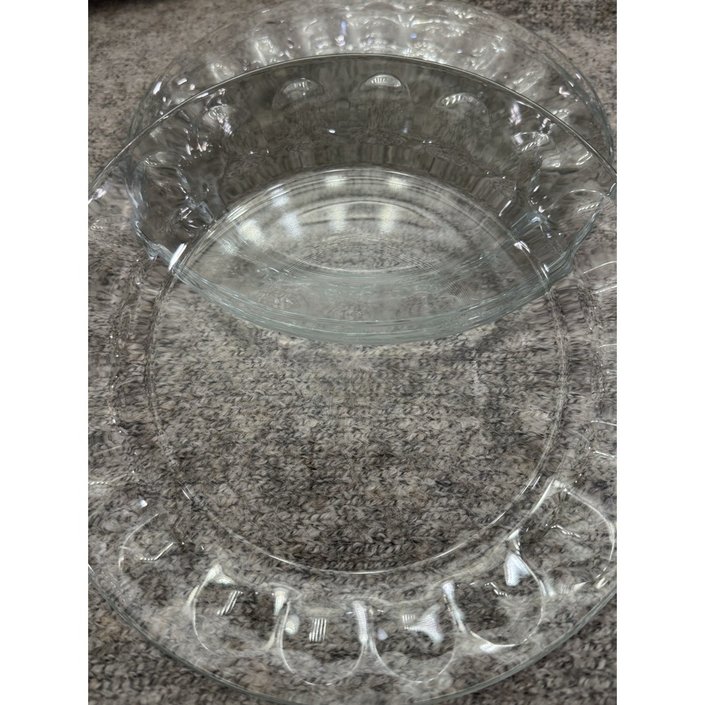 ARCOROC France 4 VTG Thumbprint Dinner Plates 9" Clear Glass Britannia